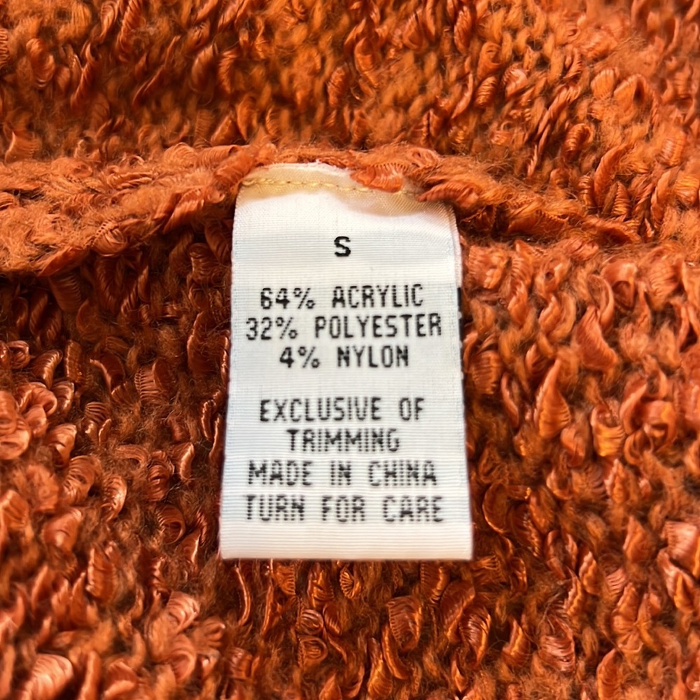 Jamie Gries burnt orange  boho sweater cardigan lace & ruffle trim size small - Picture 11 of 13